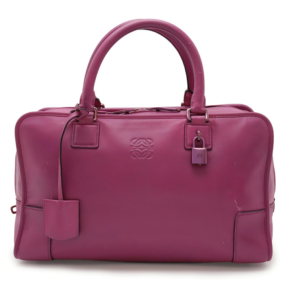 Loewe Amazona Anagram Handbag Boston Bag Leather Purple